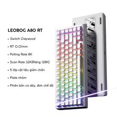 Bàn Phím Gaming HE Leobog A80RT, Pin 8000mAh, RT 0.01mm, Polling Rate 8K, Scan Rate 32K, RGB 16triệu màu