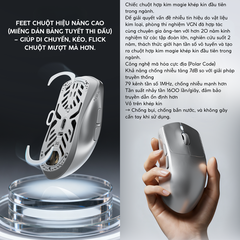 Chuột Gaming Không Dây VGN Dragonfly King Space Silver Hợp kim Magie Siêu nhẹ 54g, Cảm biến PAW3950, Chip Star Flash, Pin 500mAh