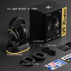 Tai Nghe Gaming Không Dây MCHOSE V9 Turbo – Đế Sạc Từ Tính,&nbsp; 7.1 Surround, Pin Trâu 250H, Mic AI Chống Ồn