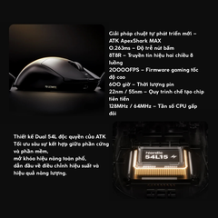 Chuột Gaming ATK A9 Ultramax - Ultimate – Chuột Không Dây Nhẹ 53g, Cảm Biến PAW3950 Ultra, Polling Rate 8000Hz - Hiệu Suất Đỉnh Cao Cho Game Thủ