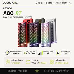 Bàn Phím Gaming HE Leobog A80RT, Pin 8000mAh, RT 0.01mm, Polling Rate 8K, Scan Rate 32K, RGB 16triệu màu