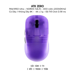 Chuột Gaming Không Dây ATK ZERO Series, Nordic 54H20, PAW 3950 Ultra, Delay 0.163ms, 800mAh, 39g±3g, Dongle GEM 8K