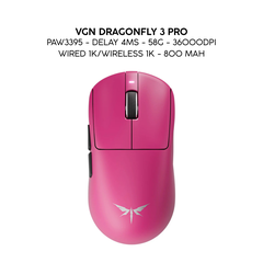 Chuột Gaming Không Dây VGN Dragonfly 3 Series, PAW3395 Extreme, Nordic 54L15, Delay 0.175ms, 56g, Lớp Phủ Ice-Feel Coating, Pin 500mAh