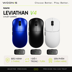 Chuột Gaming Không Dây RAWM Leviathan V4, Cảm Biến PAW3950, Nordic nRF54L15, Dual 8K, RawmSpeeed, Pin 500mAh, 150H, ~55g, Lớp Phủ THERMO-SENSITIVE