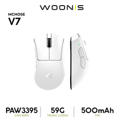 Chuột Gaming Không Dây MCHOSE V7 – PAW3395, 59g, 3 Mode, Pin 500mAh