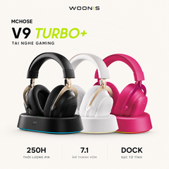 Tai Nghe Gaming Không Dây MCHOSE V9 Turbo – Đế Sạc Từ Tính,&nbsp; 7.1 Surround, Pin Trâu 250H, Mic AI Chống Ồn