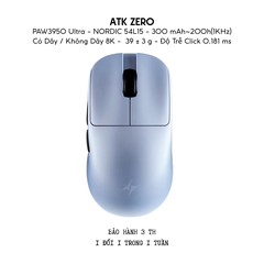 Chuột Gaming Không Dây ATK ZERO Series, Nordic 54H20, PAW 3950 Ultra, Delay 0.163ms, 800mAh, 39g±3g, Dongle GEM 8K