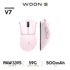 Chuột Gaming Không Dây MCHOSE V7 – PAW3395, 59g, 3 Mode, Pin 500mAh