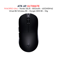Chuột Gaming ATK A9 Ultramax - Ultimate – Chuột Không Dây Nhẹ 53g, Cảm Biến PAW3950 Ultra, Polling Rate 8000Hz - Hiệu Suất Đỉnh Cao Cho Game Thủ