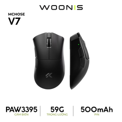 Chuột Gaming Không Dây MCHOSE V7 – PAW3395, 59g, 3 Mode, Pin 500mAh