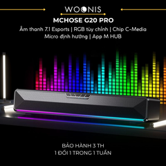 Loa Soundbar Gaming MCHOSE G20 Pro – Âm Thanh Vòm 7.1, Micro Tháo Rời, Đèn RGB Nhịp Nhạc