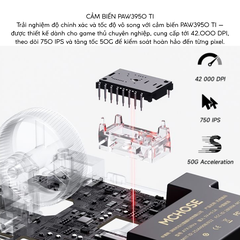 Chuột Gaming Không Dây MCHOSE A7X ULTRA PAW 3950 TI - Realtek Chipset - 500mAh - 53g ICEFLOW Glacier Coating - Wired 8K + Wireless 8K