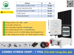 Combo Hệ Hybrid 5,5kWp - 1 pha cao cấp Deye