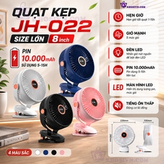 Quạt Kẹp Bàn Tích Điện, Kẹp Xe Đẩy, Để Bàn Size Lớn 8inch Pin 10.000mAh Xoay 720 độ - JH-022