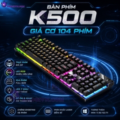 Bàn Phím Có Dây Vi Tính Giả Cơ Gaming Có Dây Đèn LED RGB - K500