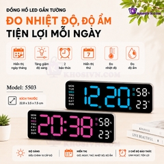 Đồng Hồ LED Để Bàn Decor, Đồng Hồ Báo Thức Để Bàn Hiển Thị Thời Gian Nhiệt Độ - 5503