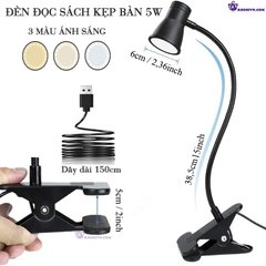 Đèn Học Đèn Đọc Sách Kẹp Bàn Đèn Kẹp 3 Màu Ánh Sáng FH-08