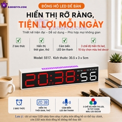 Đồng Hồ LED Decor Để Bàn Có LED Nhảy Theo Nhạc Cảm Biến Âm Thanh - 5517