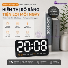 Đồng Hồ LED Báo Thức Để Bàn Gắn Tường Đa Chức Năng - 6638