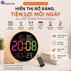 Đồng Hồ LED Decor Điện Tử Treo Tường Hình Tròn Tùy Chỉnh Được Màu LED - 6695R