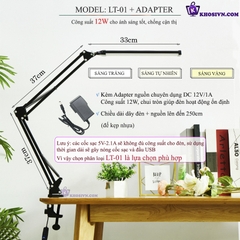 Đèn LED Kẹp Bàn 12W Cỡ Lớn 3 Màu Ánh Sáng LT-01
