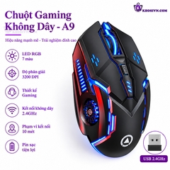Chuột Gaming Không Dây Kết Nối 2.4G LED RGB 3200DPI Chơi Game, Chuột Văn Phòng A9