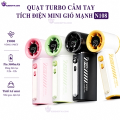 Quạt Turbo Cầm Tay Mini Gió Mạnh 10m/s Quay 19000 vòng/phút 100 Cấp Độ Gió N108