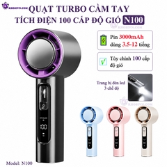 Quạt Turbo Cầm Tay Tích Điện Hiện Đại Gió Mạnh Làm Mát Nhanh 100 Cấp Độ Gió N100