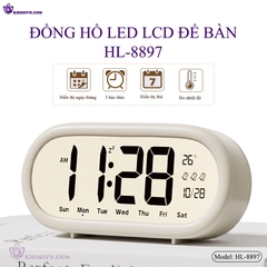 Đồng Hồ LED Màn Hình LCD Hiển Thị Thời Gian, Ngày Tháng Thứ, Tích Hợp 3 Cài Đặt Báo Thức HL-8897