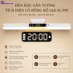 Đèn Học Tích Điện Gắn Tường Pin Sạc Đa Năng Tích Hợp Đồng Hồ Báo Thức LED 3 Màu Ánh Sáng Chống Cận SL-999