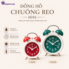 Đồng Hồ Chuông Reo Báo Thức Kim Trôi Để Bàn Kim Pin AA Size 3 - 4 inch Lớn DHCR-6016
