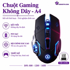 Chuột Gaming Không Dây Kết Nối 2.4G LED RGB 1600DPI Chơi Game, Chuột Văn Phòng A4