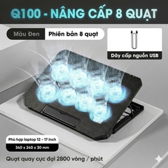 Đế Tản Nhiệt Cao Cấp  Laptop Loại 8 Quạt Tốc Độ Quay Cực Đại 2800 vòng / phút - Q100