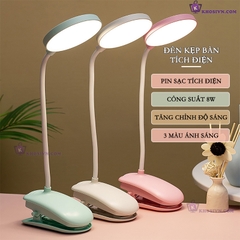 Đèn Kẹp Bàn Học Đèn Kẹp Đọc Sách Pin Sạc Tích Điện 3 Màu Ánh Sáng
