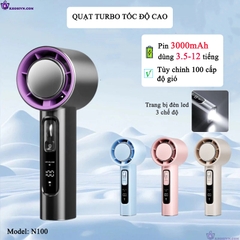 Quạt Turbo Cầm Tay Gió Mạnh Làm Mát Nhanh 100 Cấp Độ Gió - N100