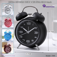 Đồng Hồ Chuông Reo Báo Thức To Để Bàn Size Lớn 4inch Có LED Dùng Kim Trôi - YH668