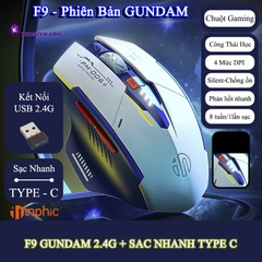 Chuột Gaming Inphic Không Dây Gundam Kết Nối 2.4G Tắt Tiếng DPI MAX 2400 Có Thể Chơi Game - Inphic F9
