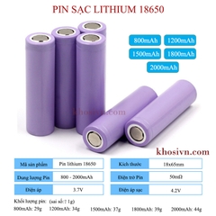 Pin Sạc Lithium 18650 Đầu Bằng