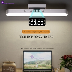 Đèn Học LED Chống Cận Thị Gắn Tường Xoay 80 Độ Tích Điện Pin Sạc 3 Màu Ánh Sáng SL-976 Có Đồng Hồ