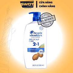 Dầu Gội Và Xả 2in1 Sạch Gàu HEAD & SHOULDERS Mỹ Sạch Sâu/ Dành Cho Da Đầu Khô/ Suôn Mượt/ Hương Nước Hoa - Chai 835ML - SWOT