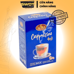 Cà Phê Cappuccino Keffa 4in1 160gr là sự kết hợp hoàn hảo giữa cà phê rang xay đậm đà và hương vị béo ngậy của sữa cùng độ ngọt vừa phải, mang đến trải nghiệm cân bằng và trọn vẹn - SWOT