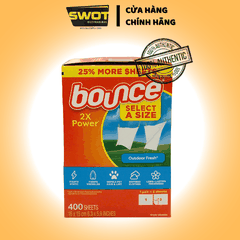 Khăn giấy thơm quần áo Bounce Outdoor Fresh Mỹ, Giấy sấy thơm quần áo Mỹ giúp kiểm soát tĩnh điện, chống nhăn và mềm vải