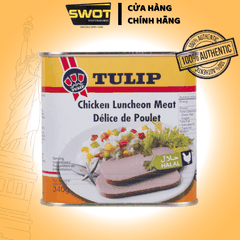 Thịt hộp Tulip của Đan Mạch 340g, Thịt hộp Mỹ cao cấp, nguyên vị heo và gà truyền thống, siêu thơm ngon