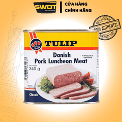 Thịt hộp Tulip của Đan Mạch 340g, Thịt hộp Mỹ cao cấp, nguyên vị heo và gà truyền thống, siêu thơm ngon