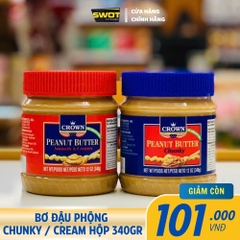 BƠ ĐẬU PHỘNG CROWN CREAMY / CHUNKY - HỘP 340GR