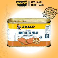 Thịt hộp Tulip của Đan Mạch 340g, Thịt hộp Mỹ cao cấp, nguyên vị heo và gà truyền thống, siêu thơm ngon