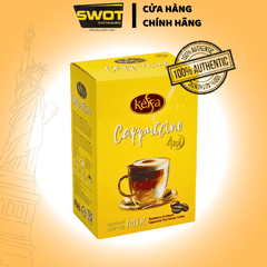 Cà Phê Cappuccino Keffa 4in1 160gr là sự kết hợp hoàn hảo giữa cà phê rang xay đậm đà và hương vị béo ngậy của sữa cùng độ ngọt vừa phải, mang đến trải nghiệm cân bằng và trọn vẹn - SWOT