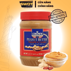 Bơ Đậu Phộng CROWN của Mỹ, hương thơm béo ngậy từ hạt đậu phộng, bơ mềm mịn có thể ăn kèm cùng bánh mì, hoặc chế biến theo sở thích, ít calo phù hợp với người ăn kiêng - SWOT