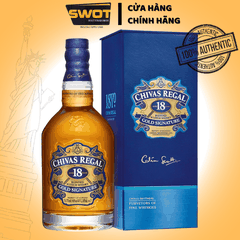 Rượu Chivas Regal 18 Years 750ml của Scotland (Anh Quốc), một lựa chọn whisky Scotch pha trộn cao cấp, phong phú và mượt mà, phù hợp với người sành Whisky hoặc dùng làm quà biếu cao cấp - SWOT