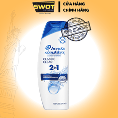 Dầu Gội Và Xả 2in1 Sạch Gàu HEAD & SHOULDERS Mỹ Sạch Sâu/ Dành Cho Da Đầu Khô/ Suôn Mượt/ Hương Nước Hoa - Chai 370ML - SWOT
